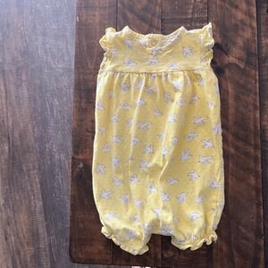Baby Romper Yellow Bird Print Ruffle Sleeves‎ Summer Outfit